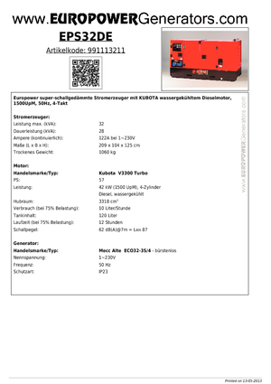 Groupes électrogènes à diesel Europower EPS 32 DE (MA)