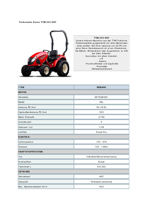 Tracteurs 4WD TYM T233