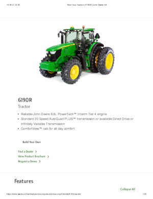 Tracteurs 4WD John Deere 6190 R
