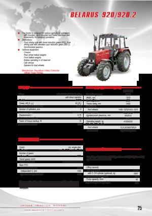Tracteurs 4WD Belarus 920.2 F