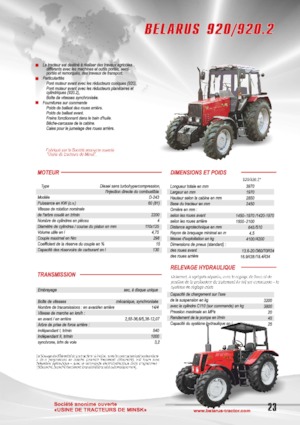 Tracteurs 4WD Belarus 920.2 F