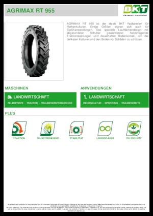 Pneus - agricole BKT AGRIMAX RT 955 270/95 R 36