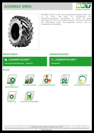 Pneus - agricole BKT AGRIMAX SIRIO 540/65 R 38