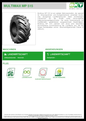 Pneus - agricole BKT MULTIMAX MP 515 445/65 R 22.5 MPT