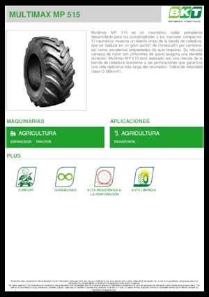 Pneus - agricole BKT MULTIMAX MP 515 445/65 R 22.5 MPT