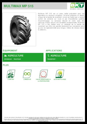 Pneus - agricole BKT MULTIMAX MP 515 445/65 R 22.5 MPT