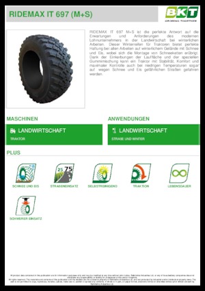 Pneus - agricole BKT RIDEMAX IT 697 M+S 600/70 R30