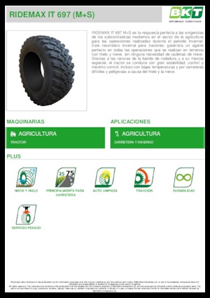 Pneus - agricole BKT RIDEMAX IT 697 M+S 600/70 R30