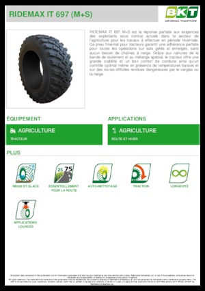 Pneus - agricole BKT RIDEMAX IT 697 M+S 600/70 R30