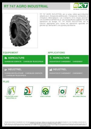 Pneus - agricole BKT RT 747 AGRO INDUSTRIAL 460/70 R 24