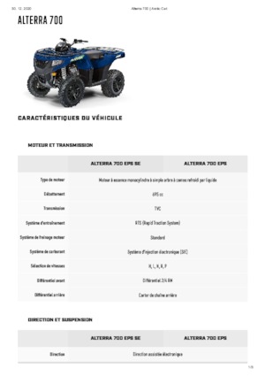 Véhicules tout-terrain et Quads Artic Cat ALTERRA 700 EPS 