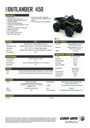 Véhicules tout-terrain et Quads can-am OUTLANDER 450 