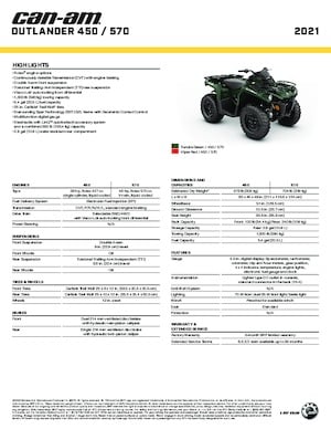 Véhicules tout-terrain et Quads can-am OUTLANDER 450 