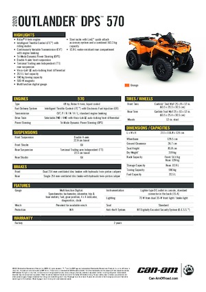 Véhicules tout-terrain et Quads can-am OUTLANDER 570 DPS 