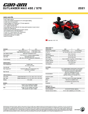 Véhicules tout-terrain et Quads can-am OUTLANDER 570 MAX 