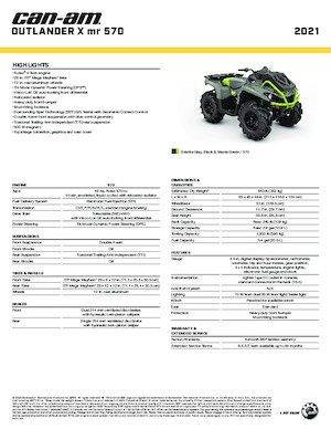 Véhicules tout-terrain et Quads can-am OUTLANDER 570 XMR 