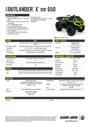 Véhicules tout-terrain et Quads can-am OUTLANDER 650 XMR 