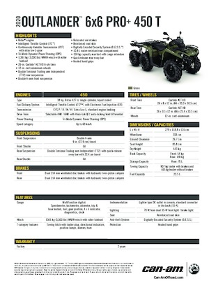 Véhicules tout-terrain et Quads can-am OUTLANDER 6X6 XU+ 450 T