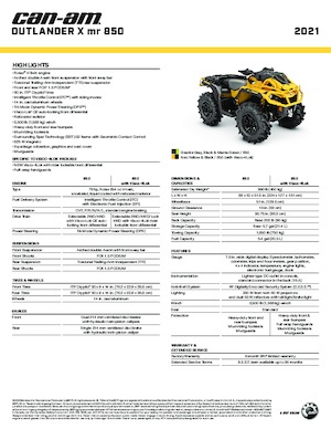 Véhicules tout-terrain et Quads can-am OUTLANDER 850 XMR 