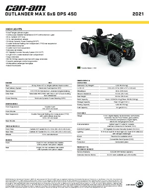 Véhicules tout-terrain et Quads can-am OUTLANDER MAX 6X6 DPS  450 