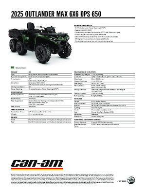 Véhicules tout-terrain et Quads can-am OUTLANDER MAX 6X6 DPS 650