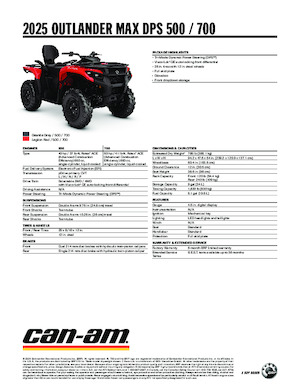 Véhicules tout-terrain et Quads can-am OUTLANDER MAX DPS 700