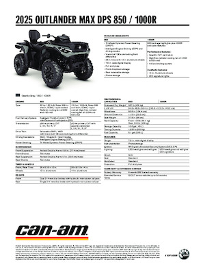 Véhicules tout-terrain et Quads can-am OUTLANDER MAX DPS 850