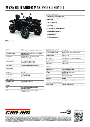 Véhicules tout-terrain et Quads can-am OUTLANDER MAX PRO XU HD10 T