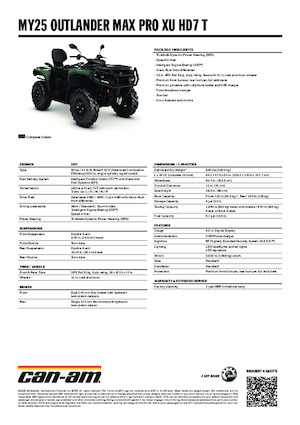 Véhicules tout-terrain et Quads can-am OUTLANDER MAX PRO XU HD7 T