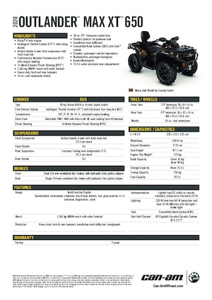 Véhicules tout-terrain et Quads can-am OUTLANDER MAX XT 650