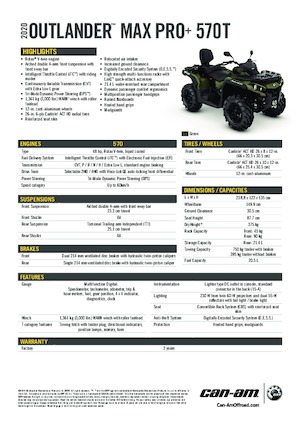 Véhicules tout-terrain et Quads can-am OUTLANDER MAX XU+ 570 T