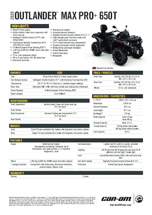 Véhicules tout-terrain et Quads can-am OUTLANDER MAX XU+ 650 T 