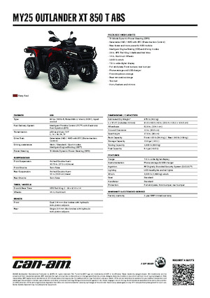 Véhicules tout-terrain et Quads can-am OUTLANDER XT 850 T ABS
