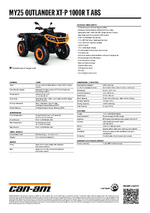 Véhicules tout-terrain et Quads can-am OUTLANDER XT-P 1000R T ABS