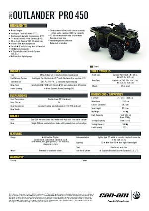 Véhicules tout-terrain et Quads can-am OUTLANDER XU 450