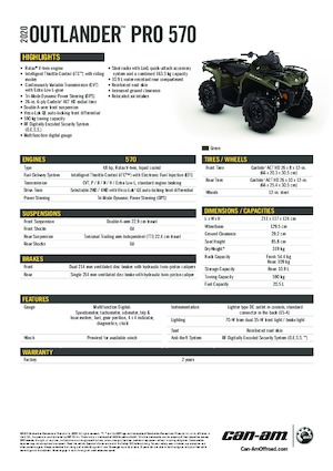 Véhicules tout-terrain et Quads can-am OUTLANDER XU 570