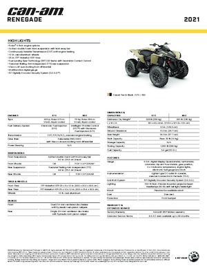 Véhicules tout-terrain et Quads can-am RENEGADE 570 