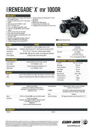Véhicules tout-terrain et Quads can-am RENEGADE X MR 1000R