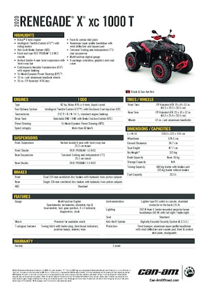 Véhicules tout-terrain et Quads can-am RENEGADE X XC 1000T