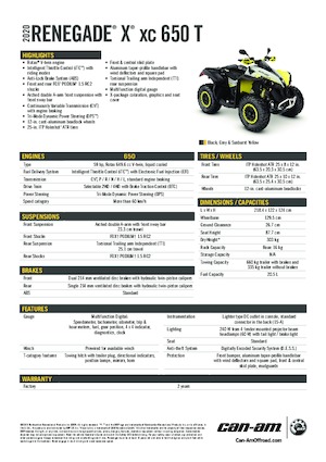 Véhicules tout-terrain et Quads can-am RENEGADE X XC 650T 