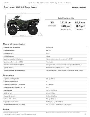 Véhicules tout-terrain et Quads Polaris Sportsman 450 H.O.