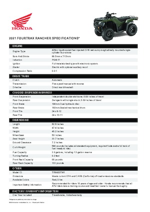 Véhicules tout-terrain et Quads Honda TRX420TM1 