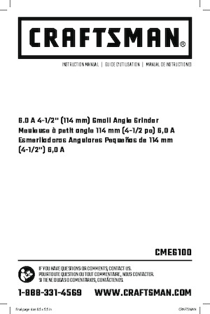 Meuleuses d'angle Craftsman CMEG100 