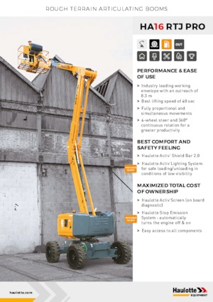 Nacelles à bras articulés sur roues Haulotte HA16 RTJ PRO