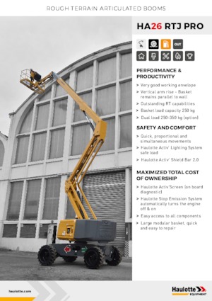 Nacelles à bras articulés sur roues Haulotte HA26 RTJ PRO