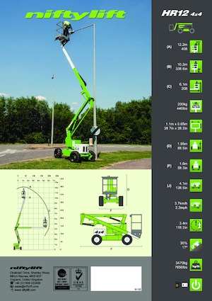 Nacelles à bras articulés sur roues Niftylift HR12DE