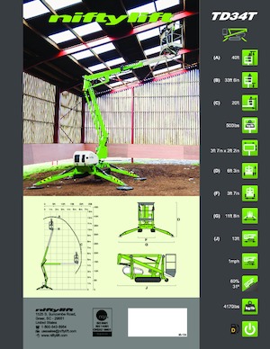 Nacelles à bras articulés sur chenilles Niftylift TD34T