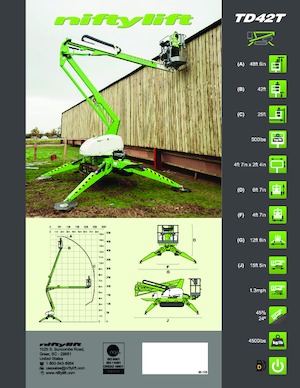 Nacelles à bras articulés sur chenilles Niftylift TD42T