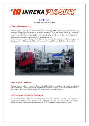Nacelles télescopiques sur camion Inreka IPT 18-1