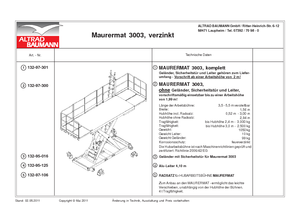 Plateformes de travail pour échafaudages ALTRAD-Baumann Maurermat 2002